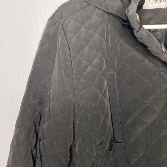 Calvin Klein Quilted Winter Black Hooded Jacket Size Medium - Picture 5 of 10